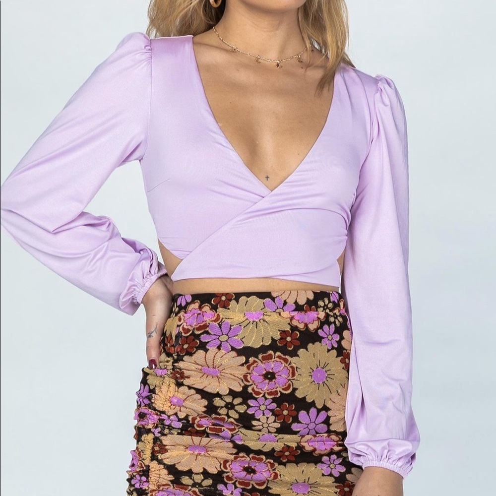 Princess Polly long sleeve open back crop top
